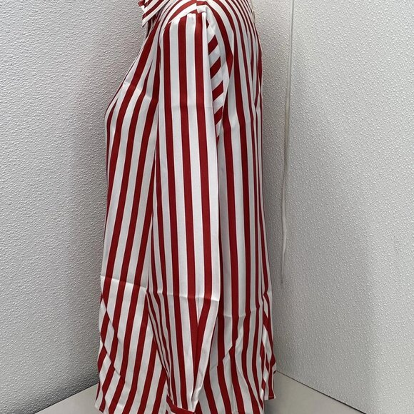 Lilysilk Women’s Silk Button‑Down Top Red/White Stripes Size M - Picture 3 of 9